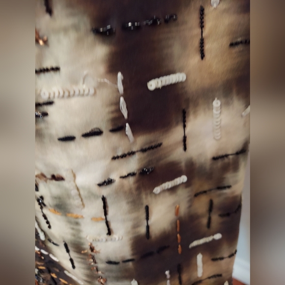 *$4,300 OSCAR DE LA RENTA GOLDEN BROWN SILK WOOL EXC BEAD EMBROI RUNWAY DRESS 10 - Picture 9 of 16